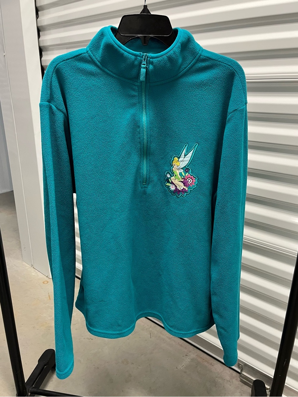 Disney Store Tinker Bell Quarter Zip Fleece Pullover 2XL Teal Vintage Y2K
